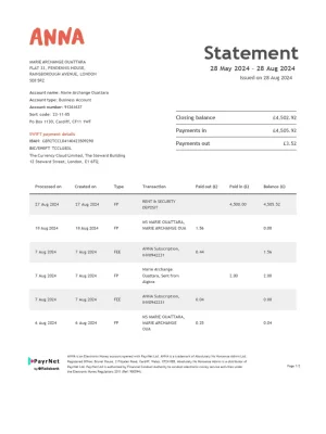 Anna Bank Statement - Replacement Documents - Custom Fake, Replica, Novelty Bank Statements