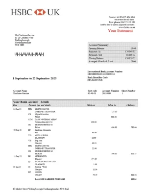 HSBC Bank Statement - Custom Fake, Replica, Novelty Bank Statements