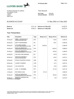 Lloyds Business Bank Statement - Custom Fake, Replica, Novelty Bank Statements