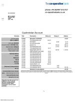 The Co-Op Bank Statement - Custom Fake, Replica, Novelty Bank Statements