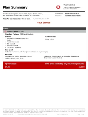VOXI Utility Bill - Custom Fake, Replica, Novelty Utility Bills