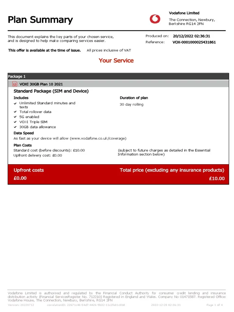 VOXI Utility Bill - Custom Fake, Replica, Novelty Utility Bills